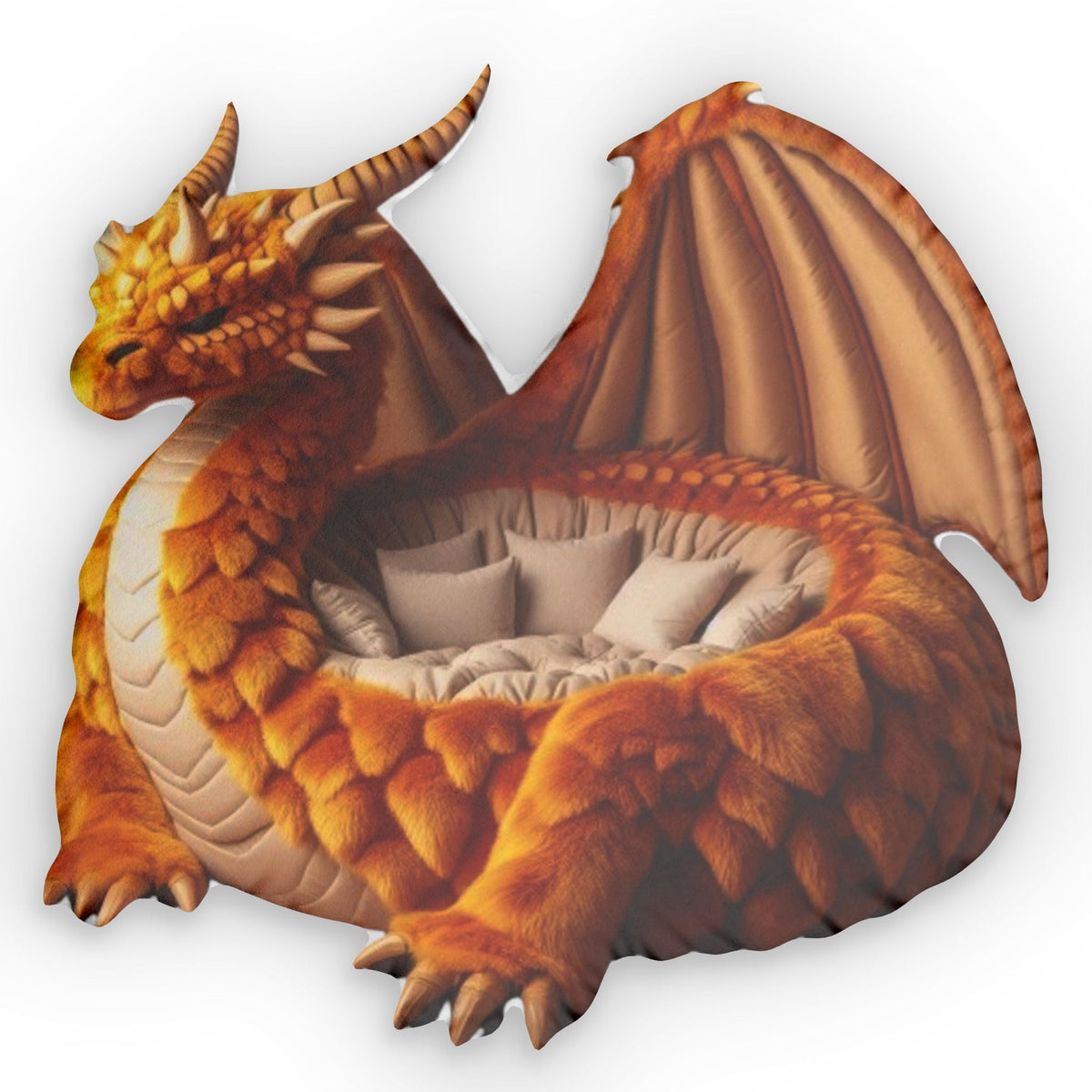 Giant Amber Dragon Lounger flat shaped plush pillow