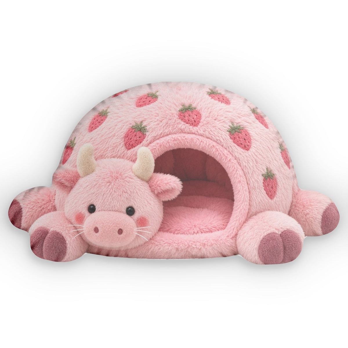 Strawberry Cow Cave Lounger shaped plush pillow, product image (1 of 2)