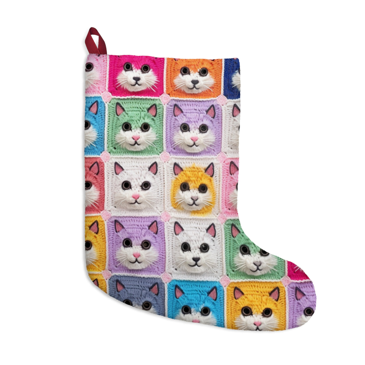 Crochet-Look Kitty Cat Christmas Stocking, product image (1 of 4)