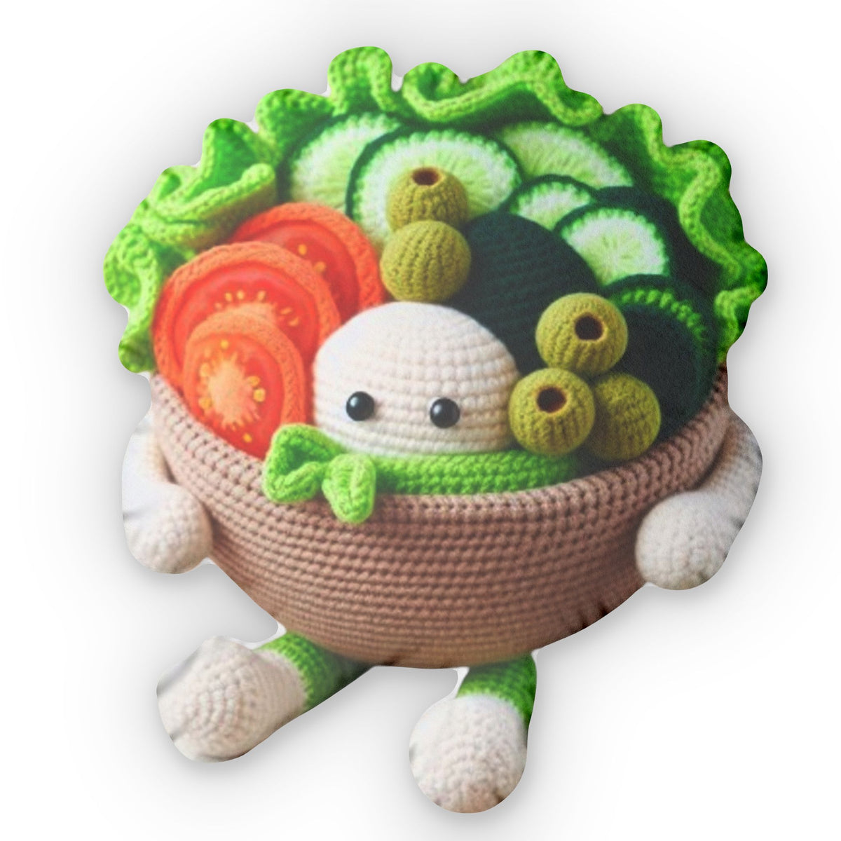 Crochet-Look Salad Bowl shaped plush pillow, product image (2 of 2)