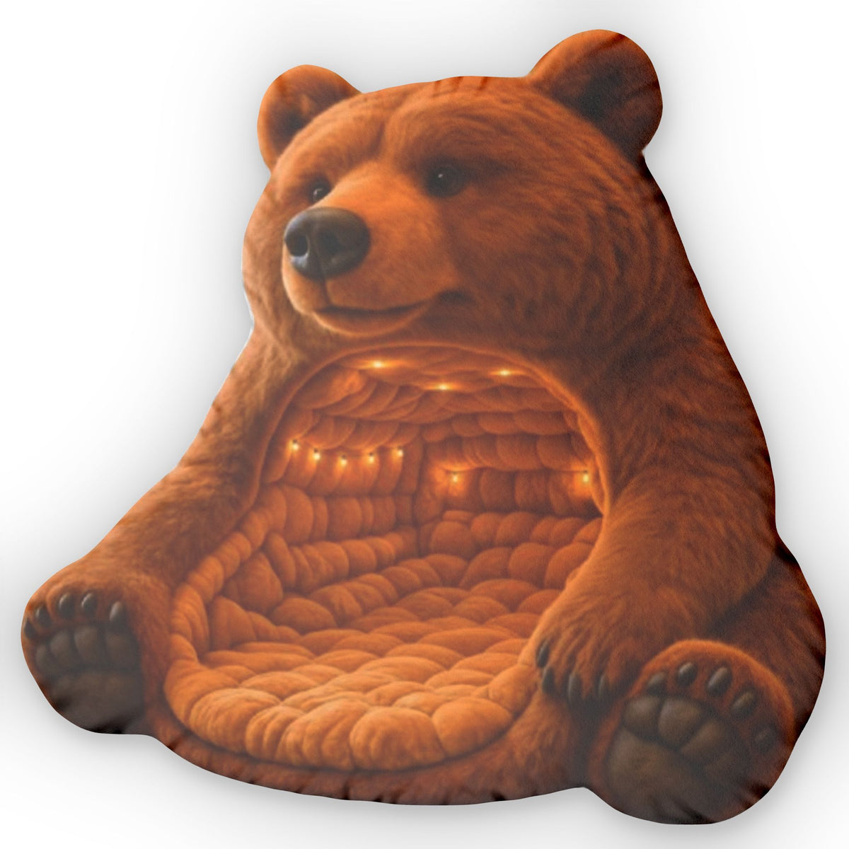 Giant Brown Bear Cave flat plush shaped pillow, product mockup (2 of 2)