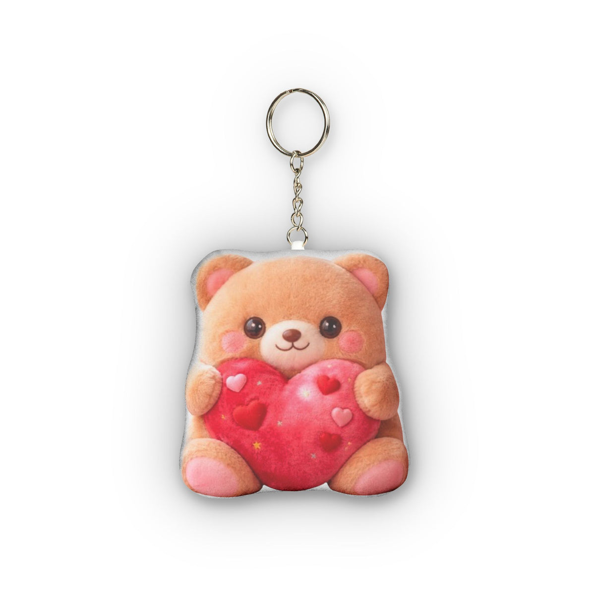 Teddy Bear Hugging Red Heart Plush Shape Mini Plush Keychain, product mockup (2 of 2)