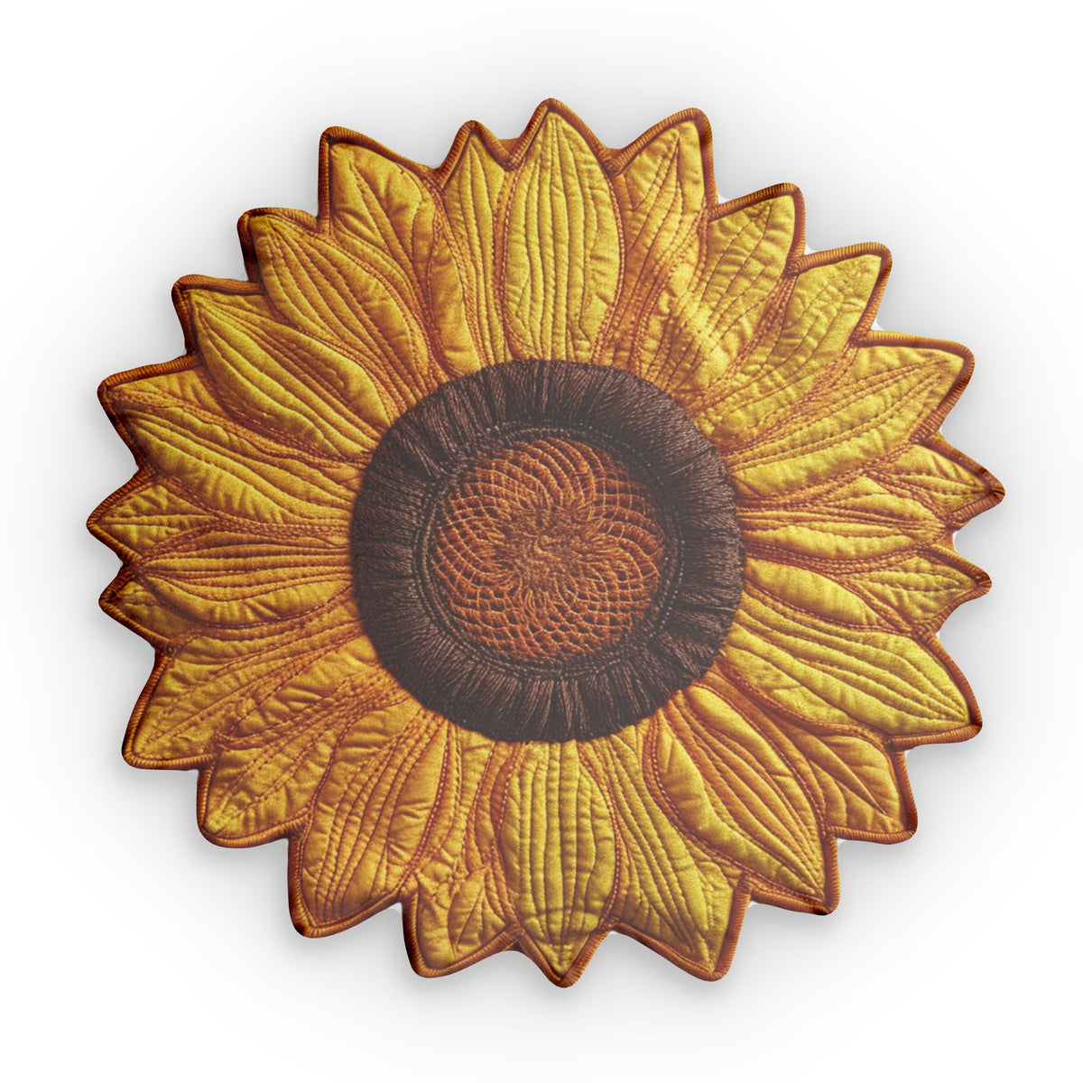 Quilted Sunflower Bloom Shaped Plush Pillow, product mockup (1 of 2)