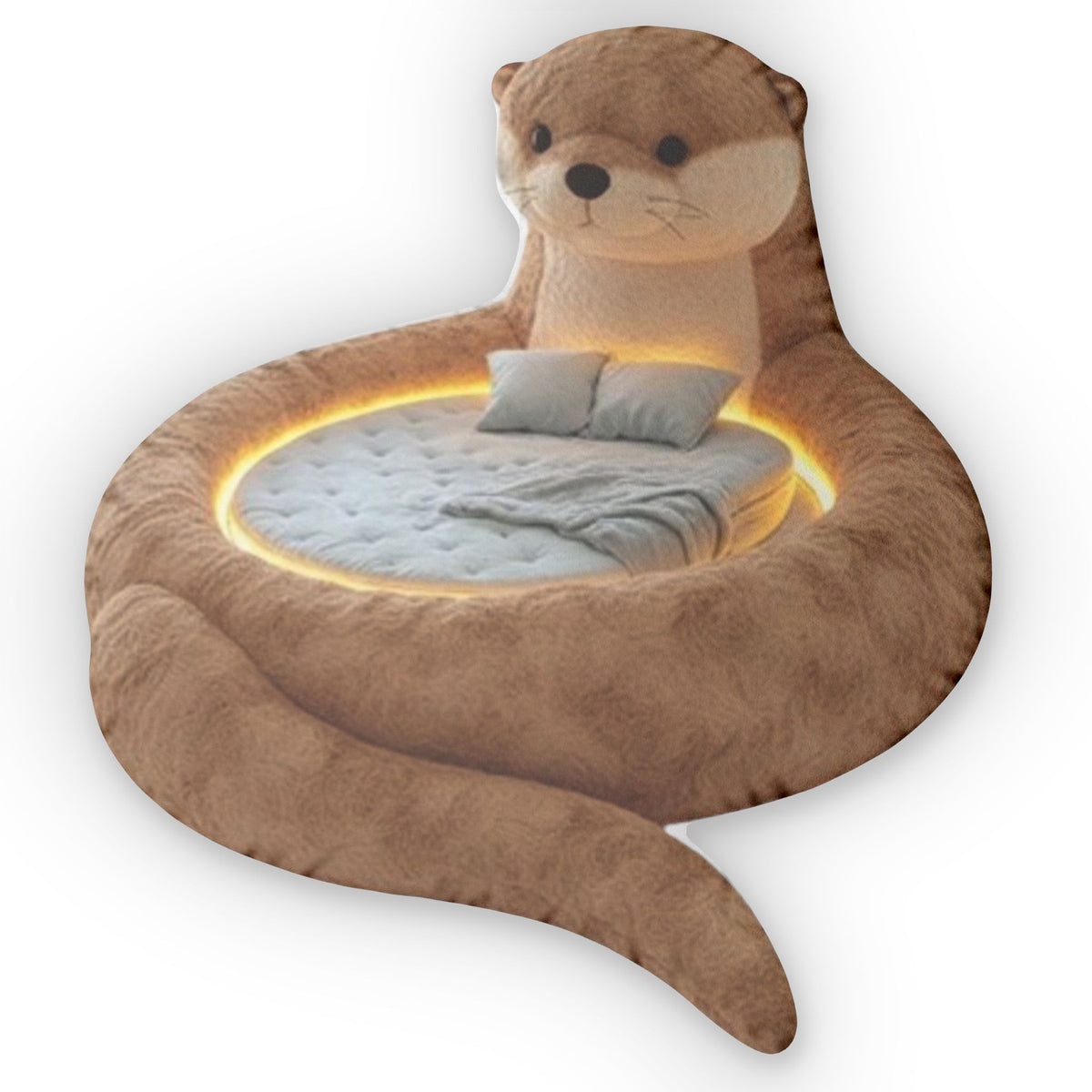 Giant Otter flat plush shaped pillow, product mockup (2 of 2)
