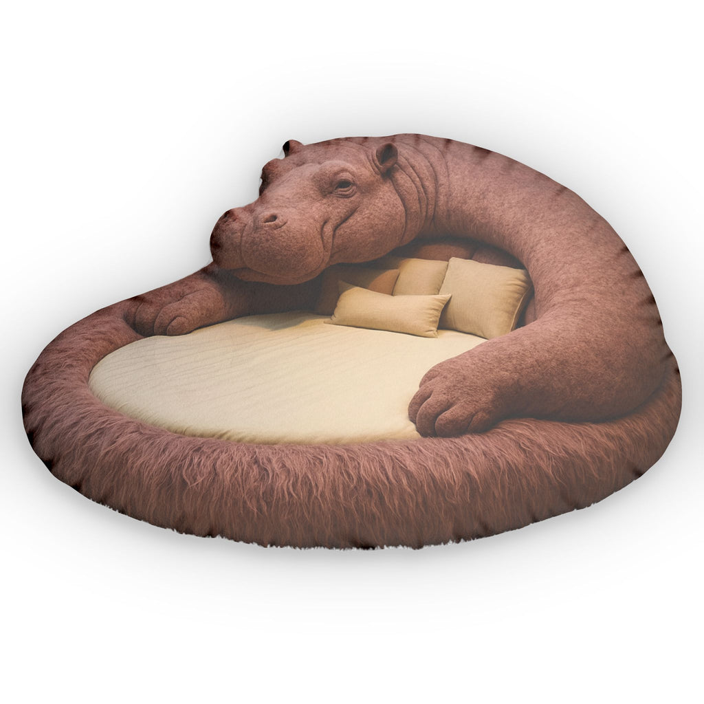 Giant Hippo flat plush shaped pillow, product mockup (1 of 2)