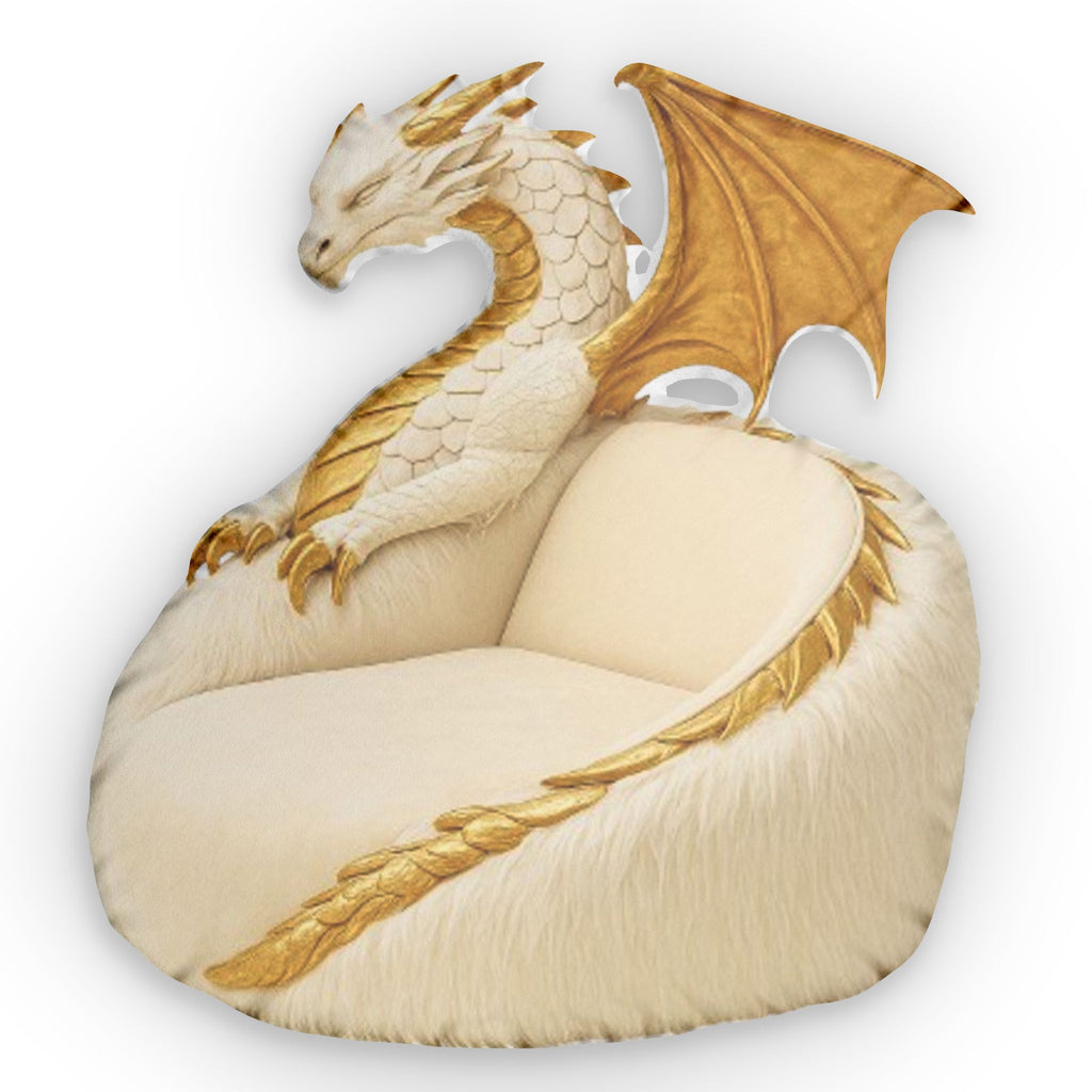 Golden White Dragon Lounger shaped plush pillow, product image (1 of 2)