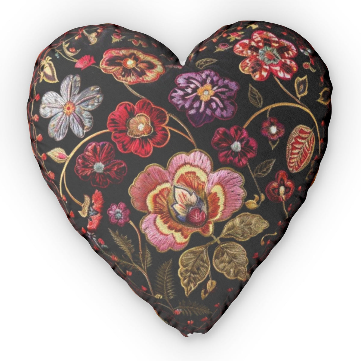 Velvet Floral Heart shaped plush pillow, product image (2 of 2)