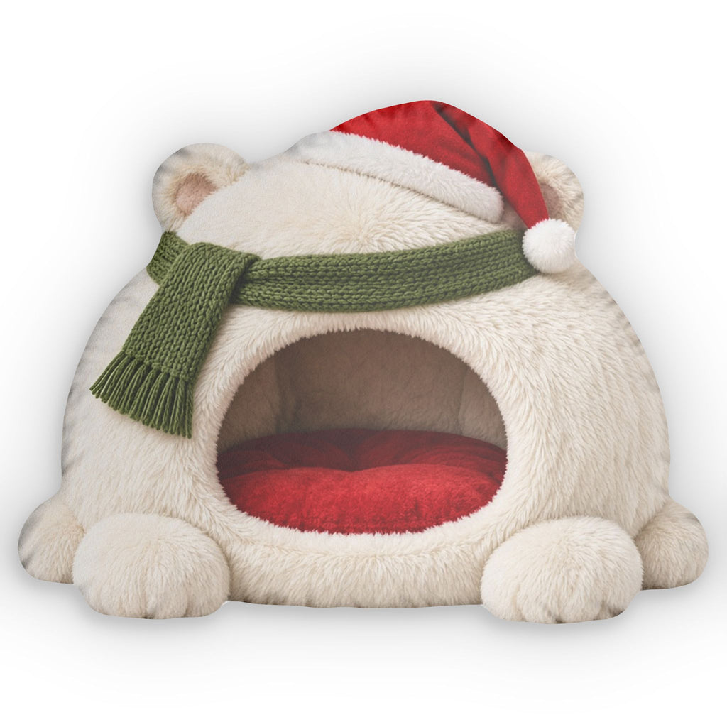 Christmas Polar Bear Cave Lounger shaped plush pillow, product image (1 of 2)