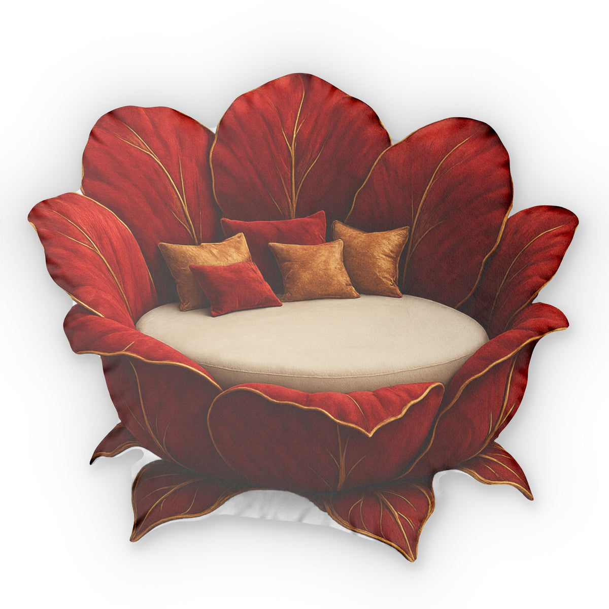 Oversized Red Floral flat plush shaped pillow, product mockup (2 of 2)