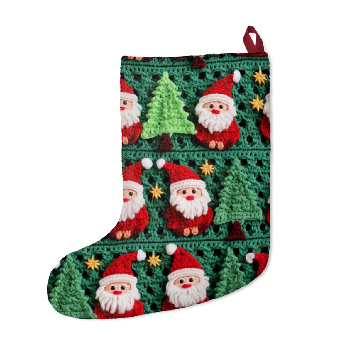 Crochet-Look Santa & Christmas Tree Stocking, product image (2 of 4)
