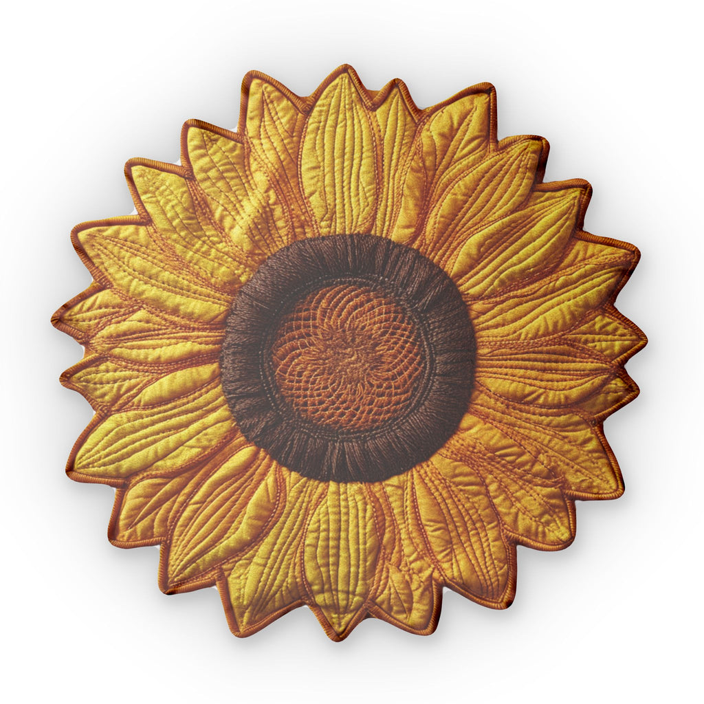 Quilted Sunflower Bloom Shaped Plush Pillow, product mockup (2 of 2)