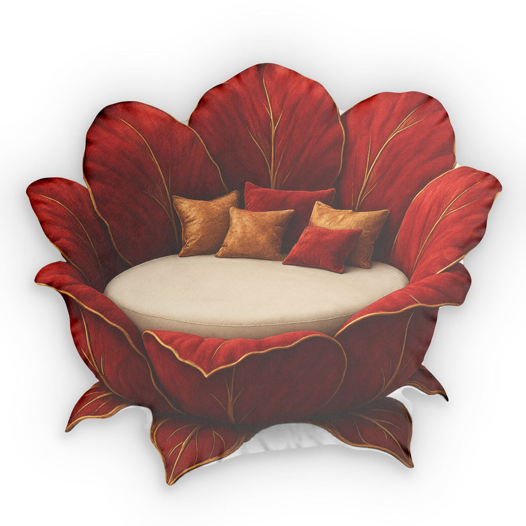 Oversized Red Floral flat plush shaped pillow, product mockup (1 of 2)