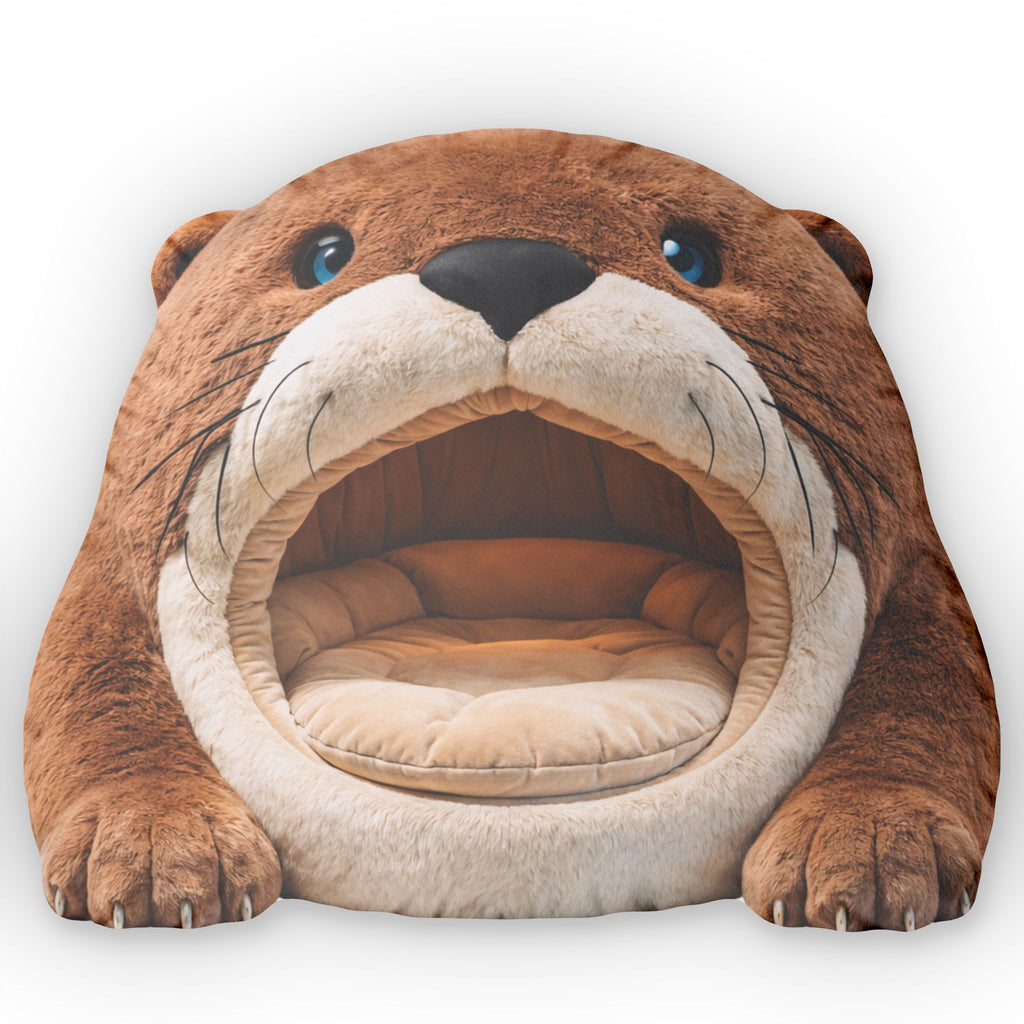 Giant Otter Mouth Cave flat plush shaped pillow, product mockup (2 of 2)