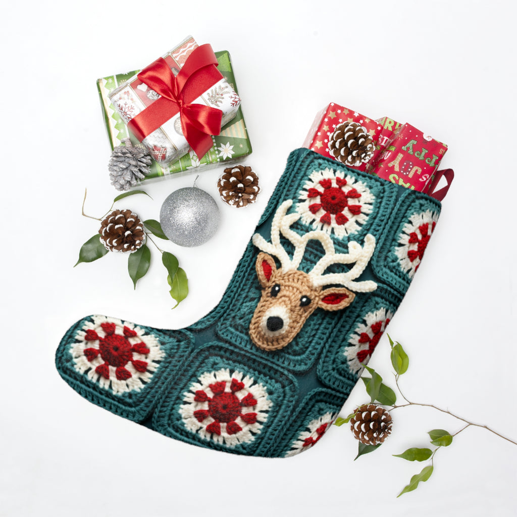 Crochet-Look Reindeer Christmas Stocking, product image (3 of 4)