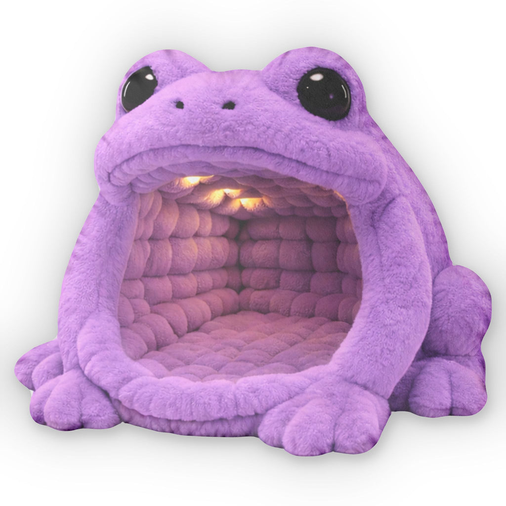 Giant Purple Frog flat plush shaped pillow, product mockup (2 of 2)
