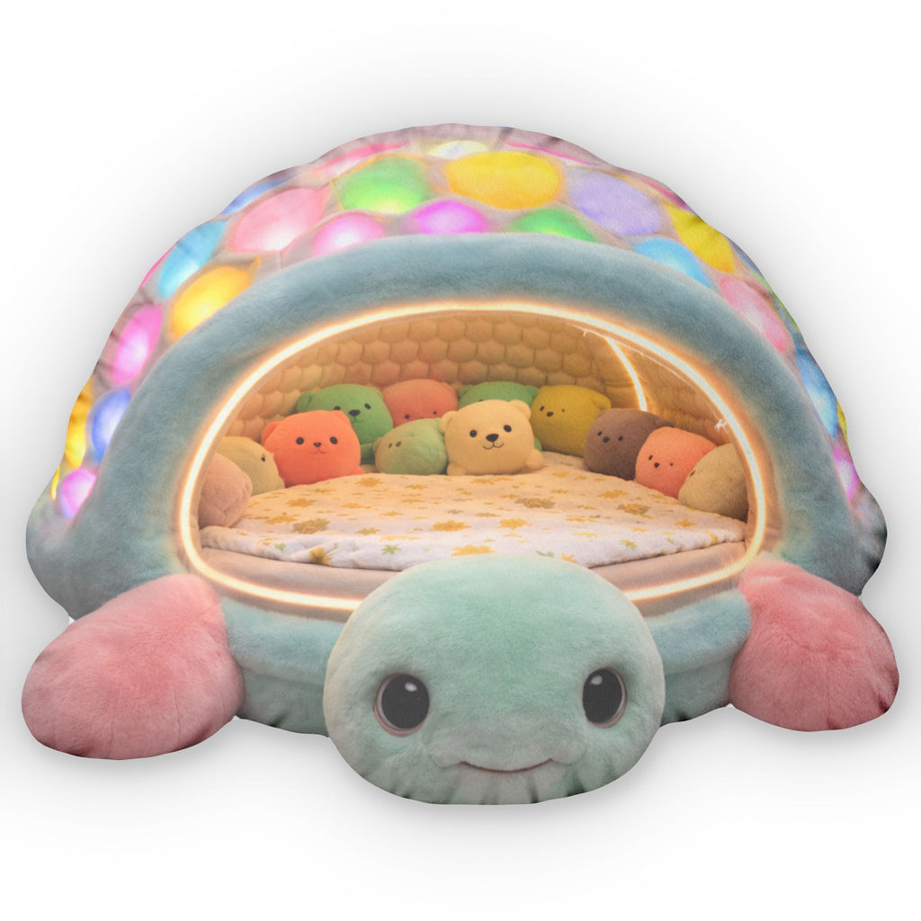 Giant Turtle Cave Kawaii flat plush shaped pillow, product mockup (2 of 2)