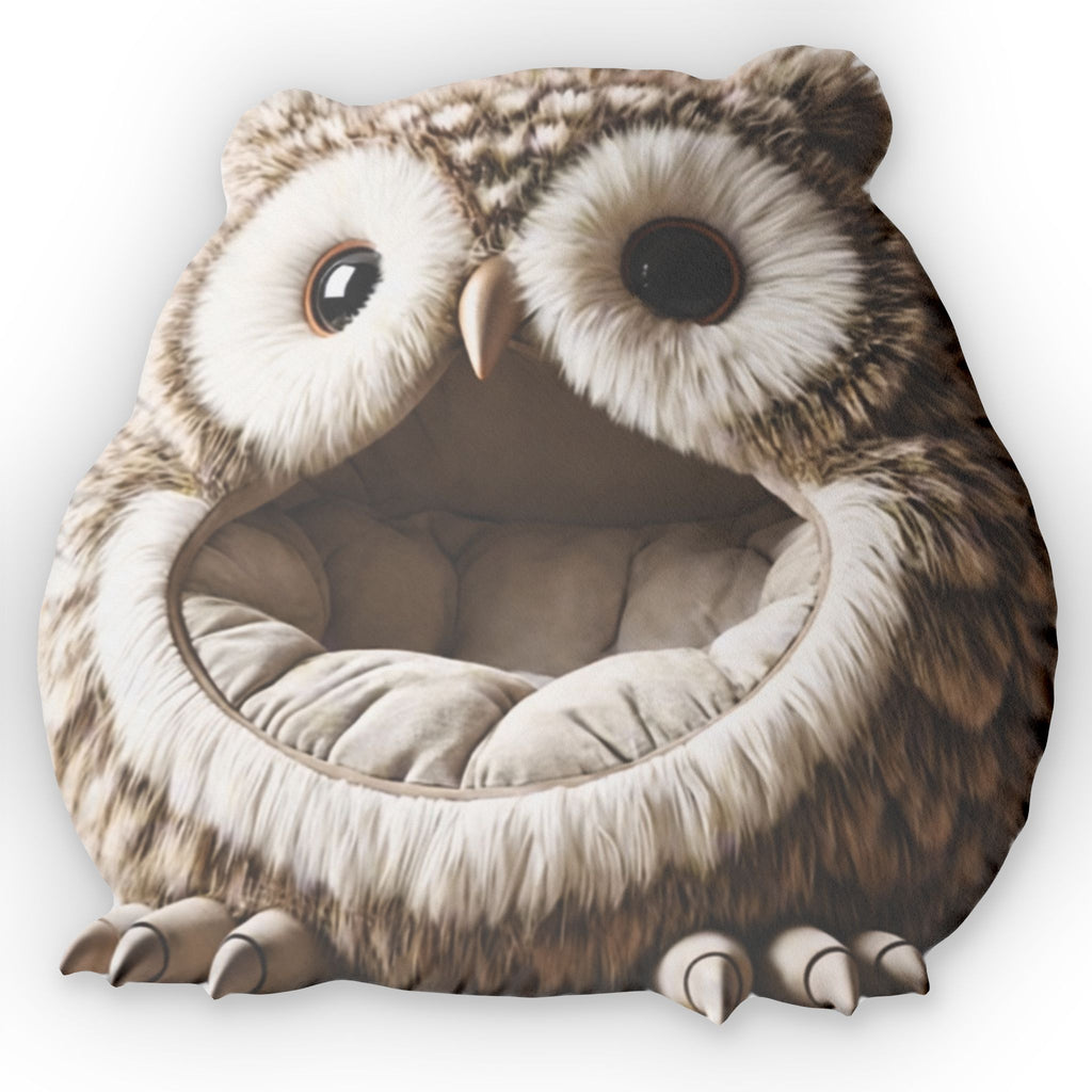 Giant Owl Mouth Cave flat plush shaped pillow, product mockup (2 of 2)