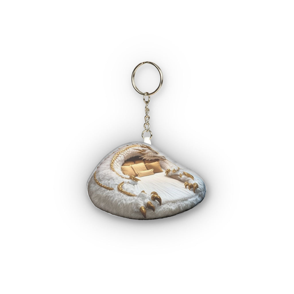 White Dragon Lounger Mini Plush Keychain, product mockup (2 of 2)