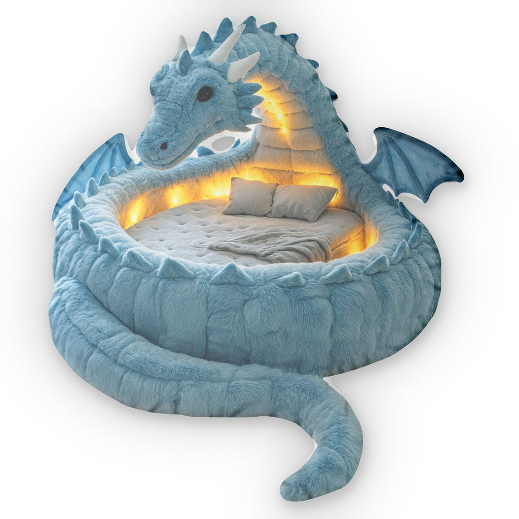 Giant Ice Dragon flat plush shaped pillow, product mockup (2 of 2)