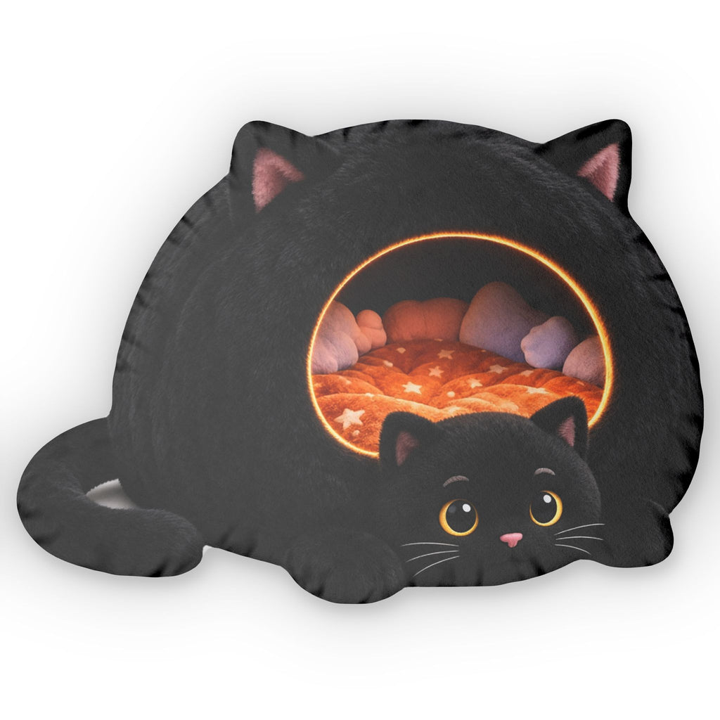 Giant Black Cat Cave Lounger shaped plush pillow, product image (2 of 2)