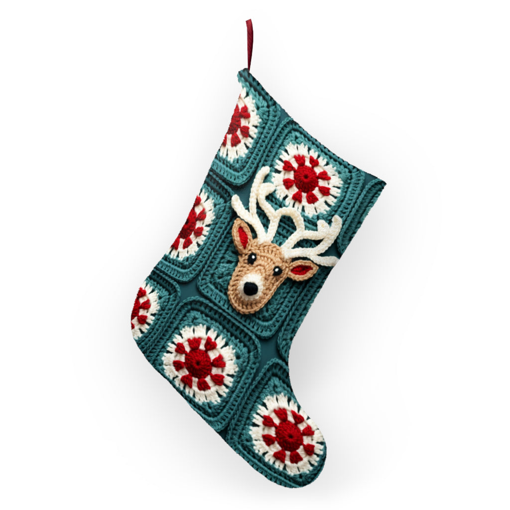 Crochet-Look Reindeer Christmas Stocking, product image (4 of 4)