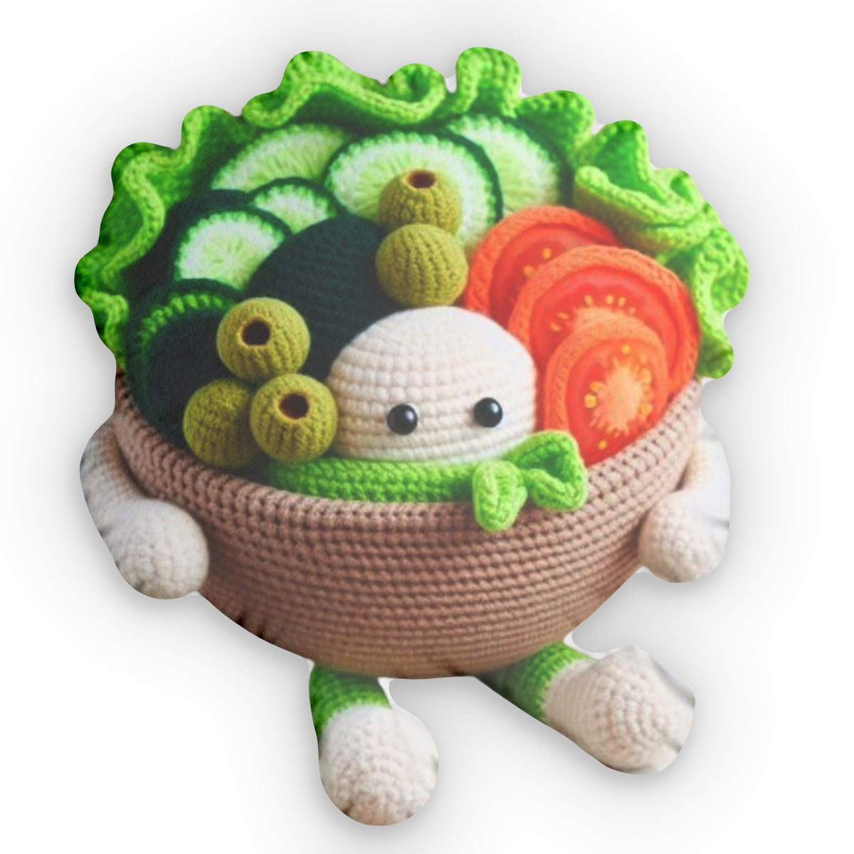 Crochet-Look Salad Bowl shaped plush pillow, product image (1 of 2)