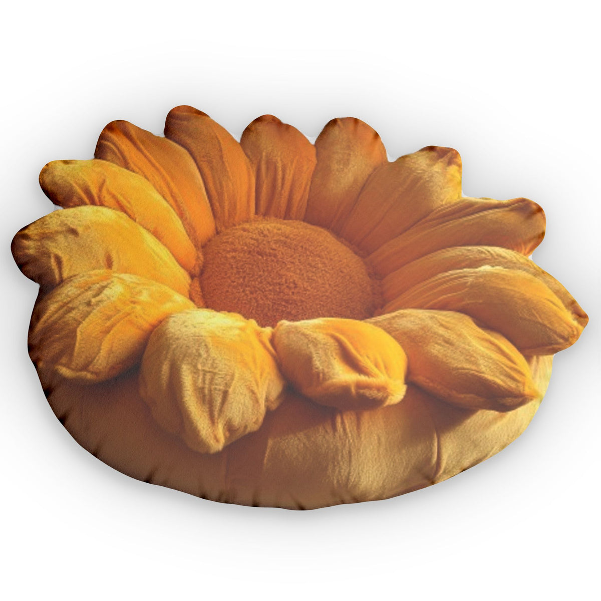 Sunflower flat plush shaped pillow, product mockup (1 of 2)