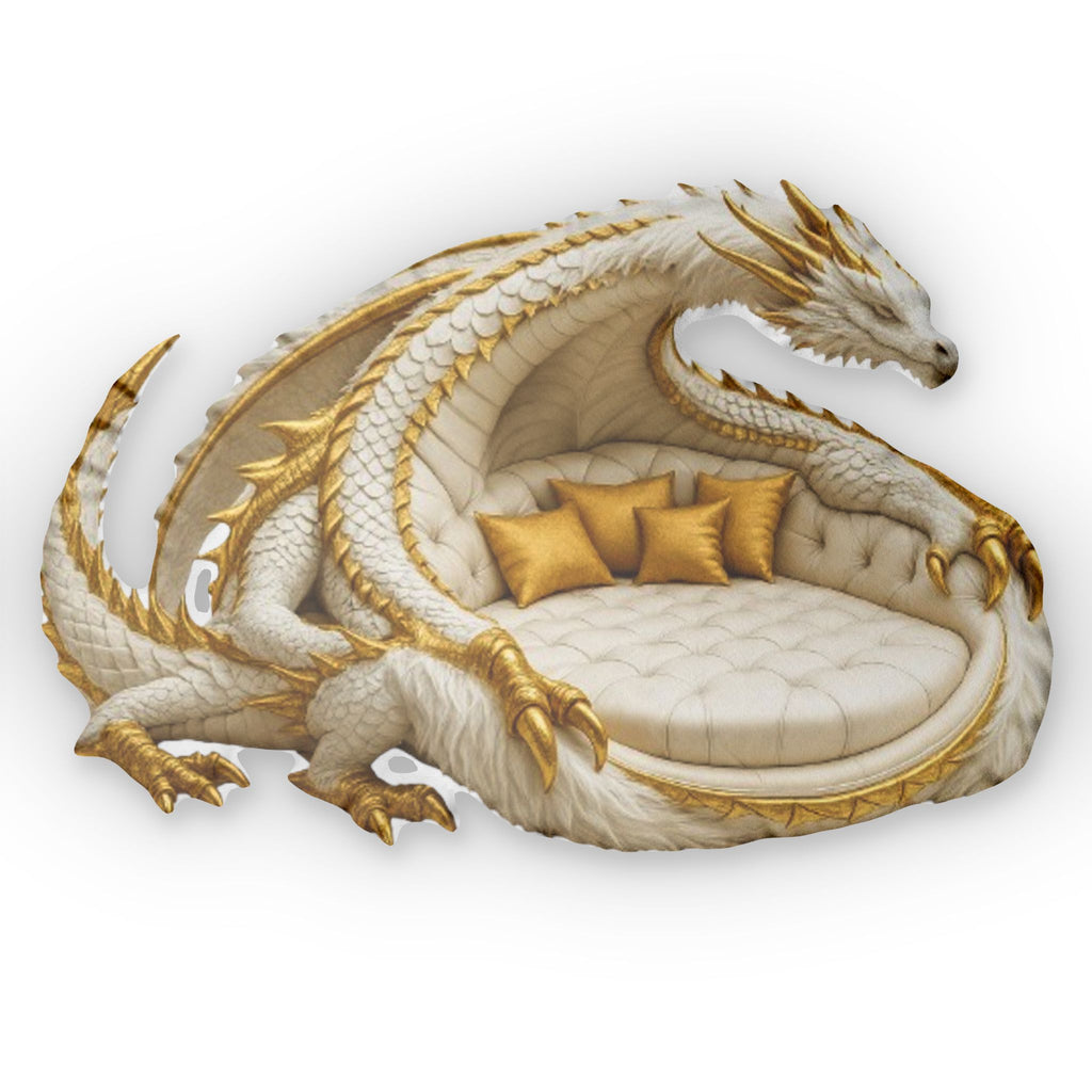 Imperial White Gold Dragon Lounger shaped plush pillow, product image (2 of 2)