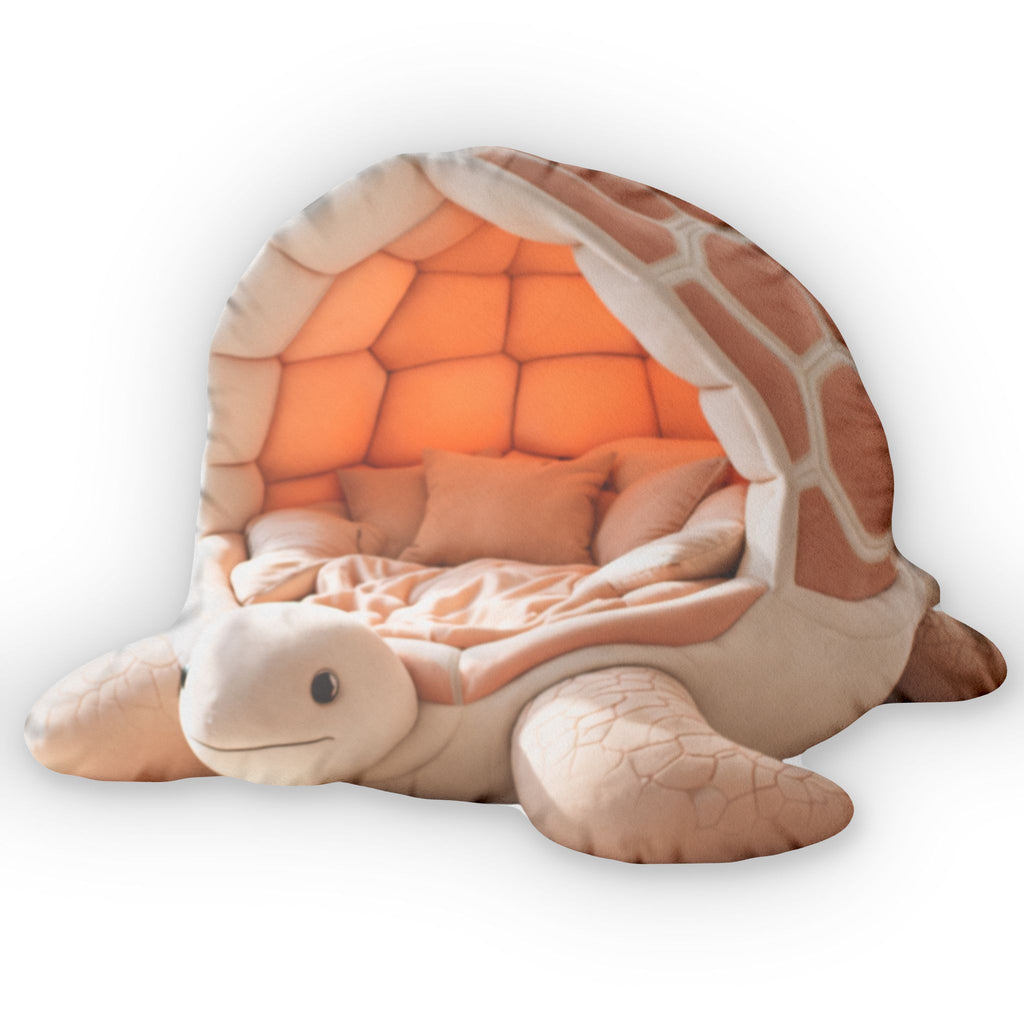 Giant Kawaii Sea Turtle Shell flat plush shaped pillow, product mockup (2 of 2)