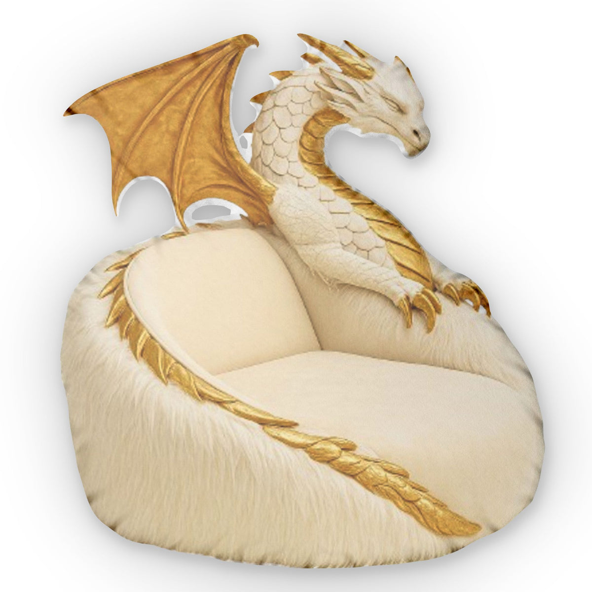 Golden White Dragon Lounger shaped plush pillow, product image (2 of 2)