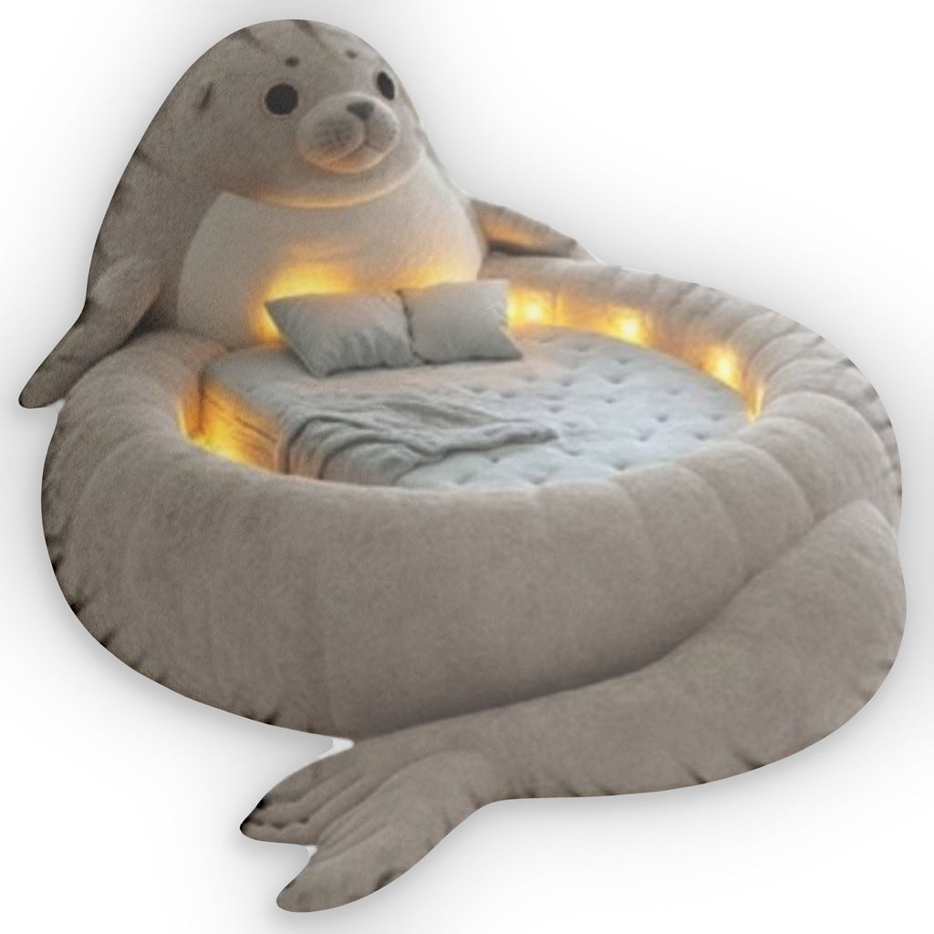 Giant Seal flat plush shaped pillow, product mockup (1 of 2)