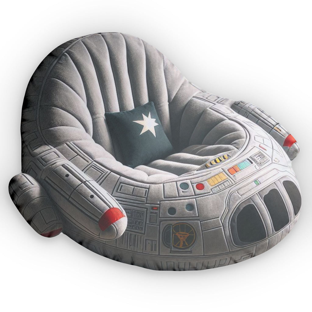 Space Ship flat plush shaped pillow, product mockup (1 of 2)