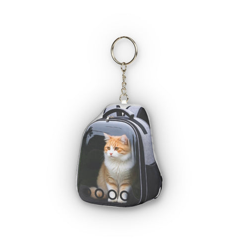 Cat in Carrier Backpack Mini Plush Keychain, product mockup (2 of 2)