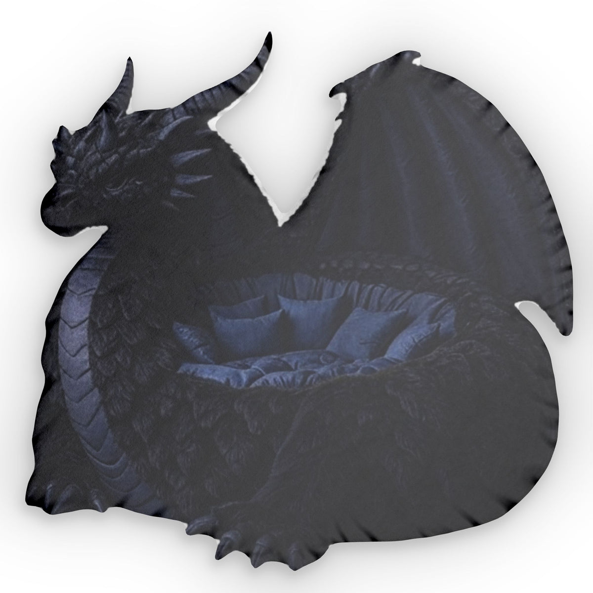 Giant Midnight Dragon flat plush shaped pillow, product mockup (1 of 2)