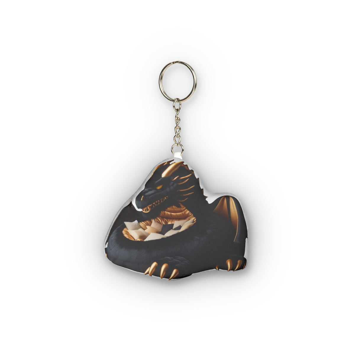 Black Dragon Lounger Mini Plush Keychain, product mockup (2 of 2)