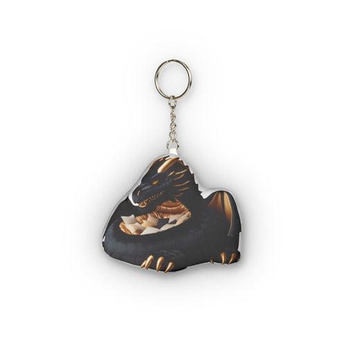 Black Dragon Lounger Mini Plush Keychain, product mockup (2 of 2)