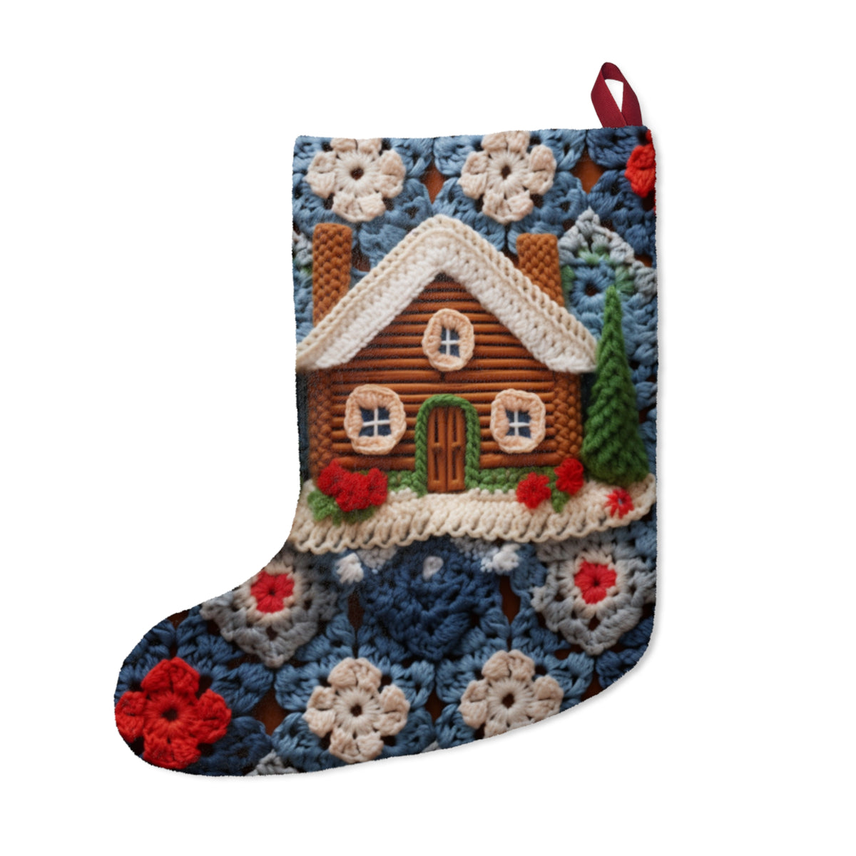 Crochet-Look Log Cabin Christmas Stocking, product image (2 of 4)