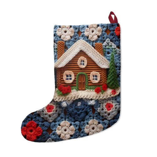 Crochet-Look Log Cabin Christmas Stocking, product image (2 of 4)