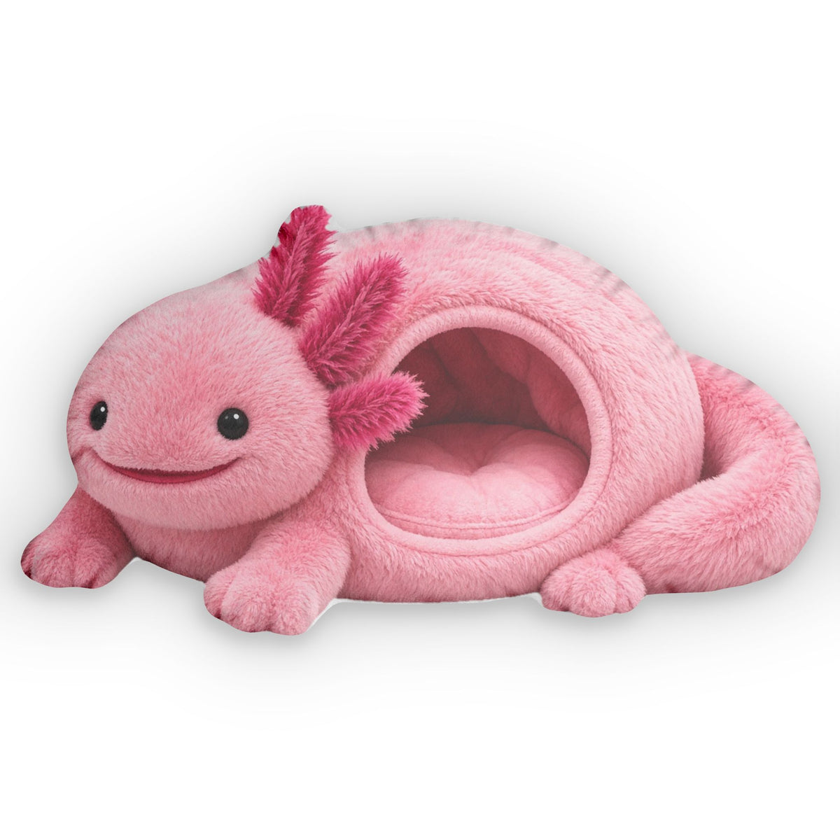 Pink Axolotl Cave Lounger shaped plush pillow, product image (1 of 2)