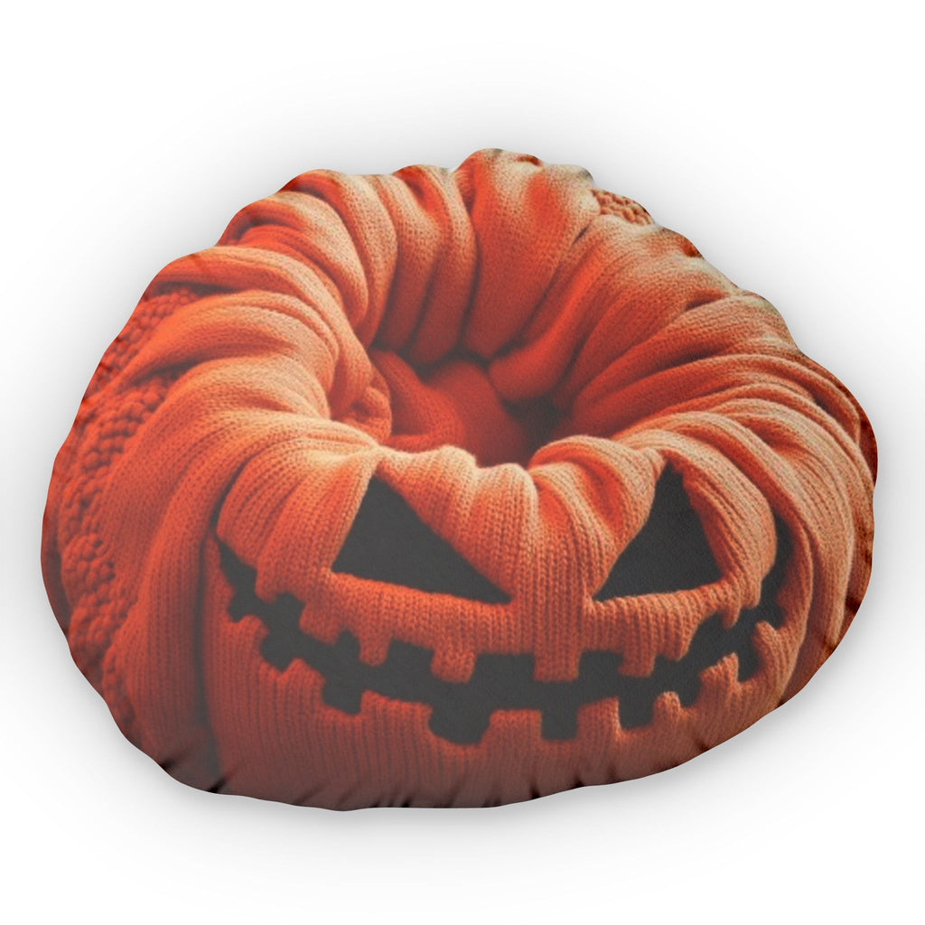 Halloween Jack-o'-Lantern flat plush shaped pillow, product mockup (2 of 2)