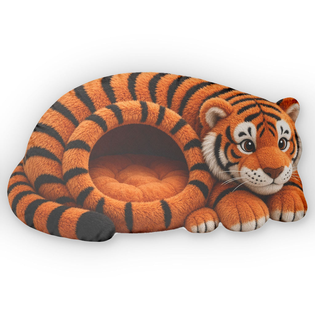 Orange Tiger Cave Lounger shaped plush pillow, product image (2 of 2)