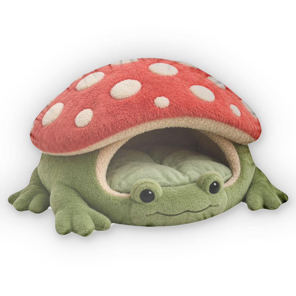 Frog Mushroom Cave Lounger shaped plush pillow, product image (2 of 2)