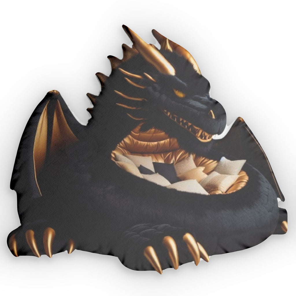 Giant Dark Dragon flat plush shaped pillow, product mockup (1 of 2)