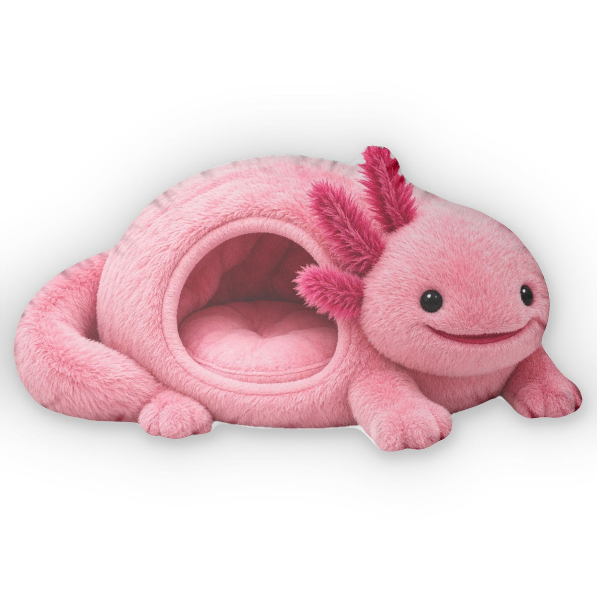 Pink Axolotl Cave Lounger shaped plush pillow, product image (2 of 2)