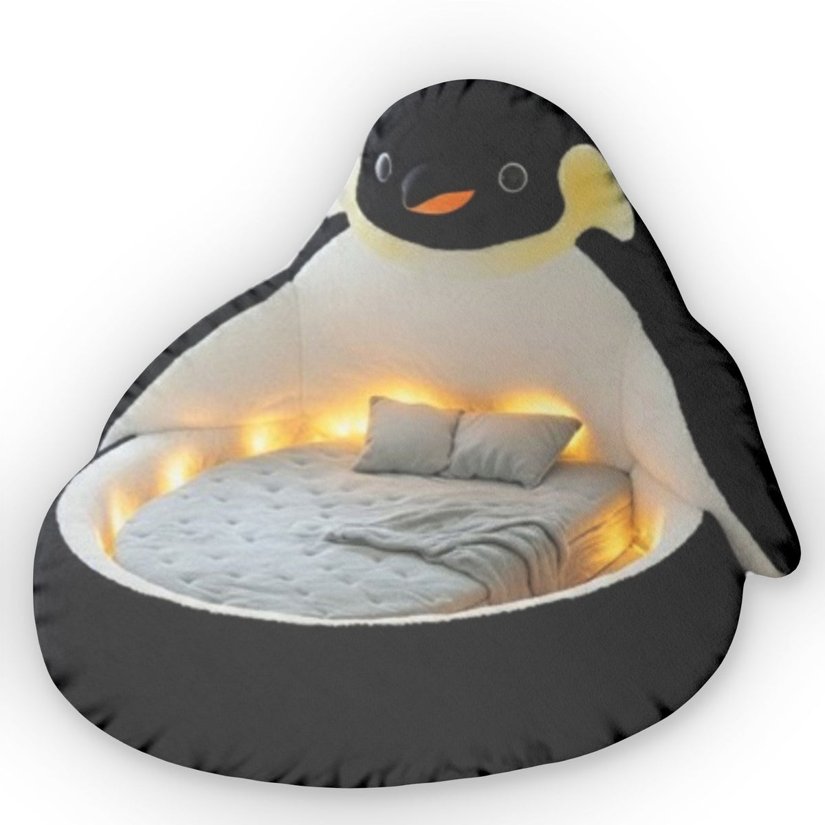Giant Penguin flat plush shaped pillow, product mockup (2 of 2)