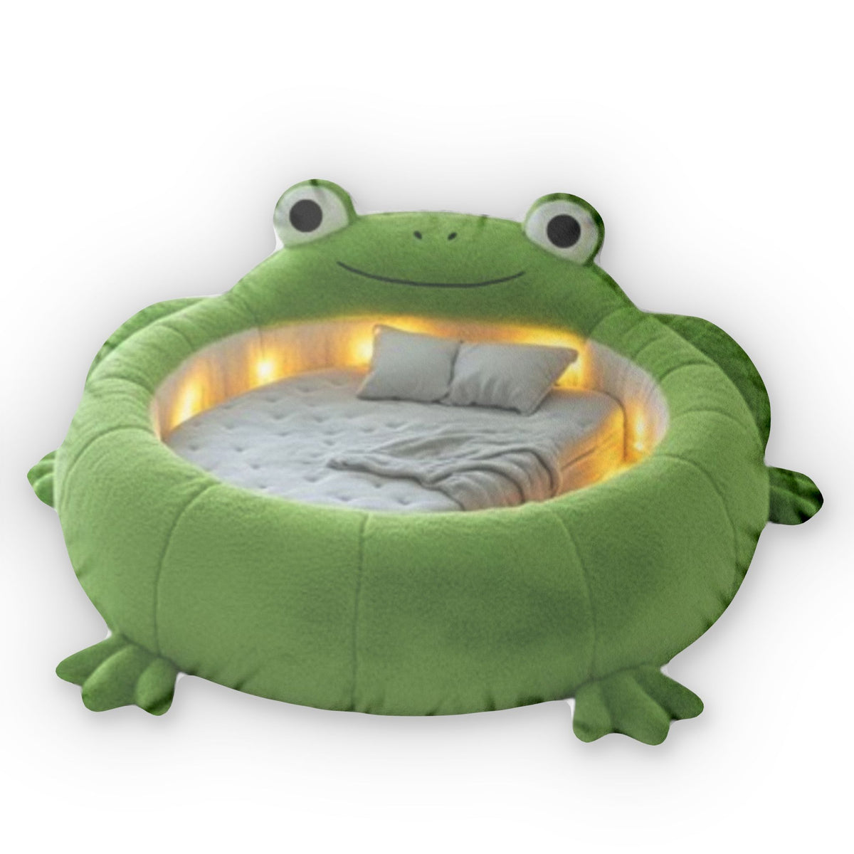 Giant Frog flat plush shaped pillow, product mockup (2 of 2)