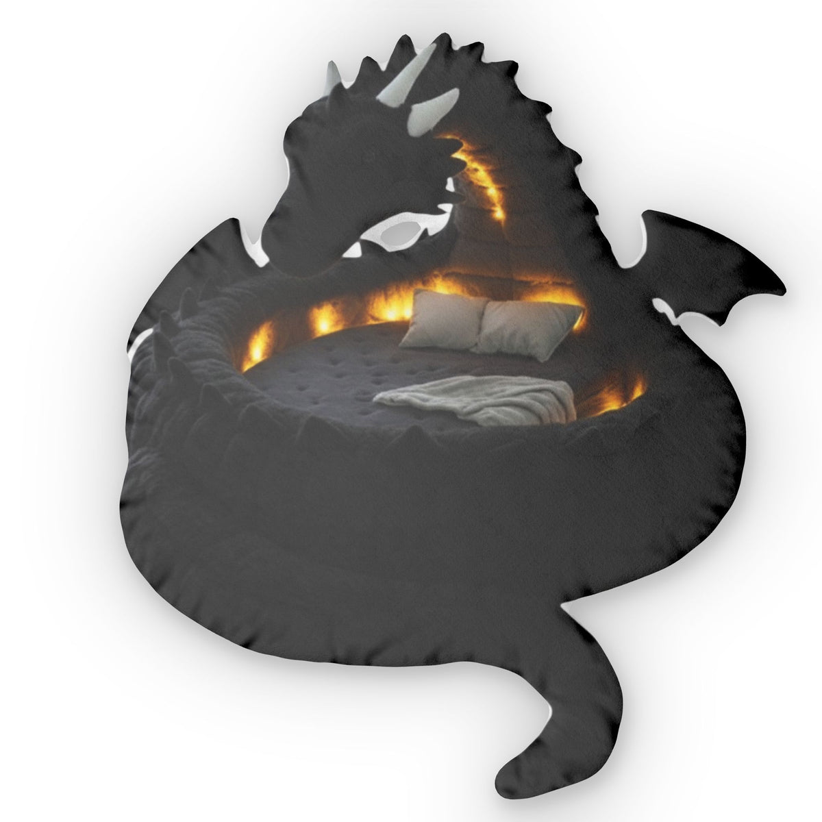Giant Shadow Dragon flat plush shaped pillow, product mockup (2 of 2)