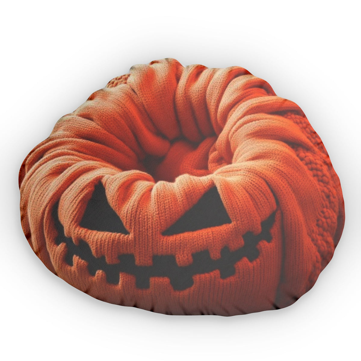 Halloween Jack-o'-Lantern flat plush shaped pillow, product mockup (1 of 2)