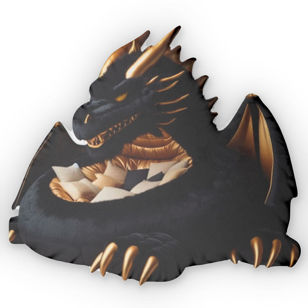 Giant Dark Dragon flat plush shaped pillow, product mockup (2 of 2)