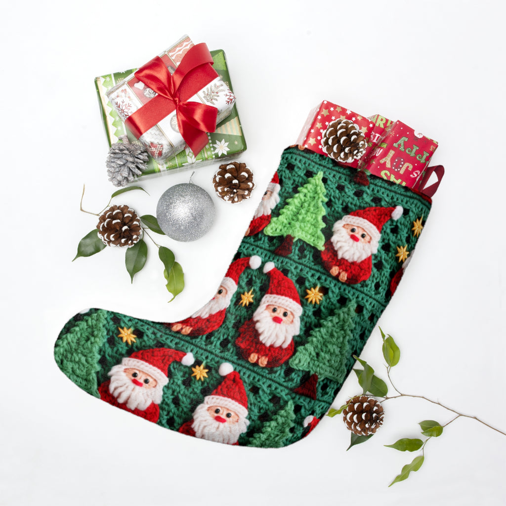 Crochet-Look Santa & Christmas Tree Stocking, product image (3 of 4)